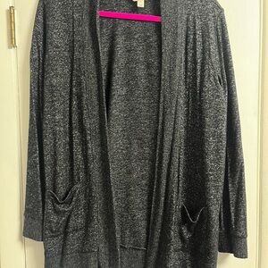 Market & Spruce Charcoal Open-Front Cardigan